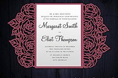 Roses gate fold card 5x7, Cricut Template, Wedding invitation Envelope,  SVG, DXF, Cricut, Silhouette Cameo, laser cut file Product Image 1