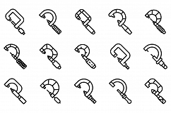 Micrometer icons set, outline style Product Image 1