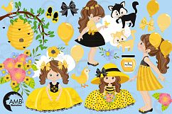 Summer Bees, Summer girls clipart, graphics, illustrations AMB-1054 Product Image 5