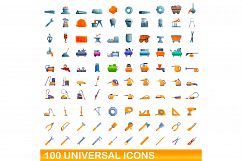 100 universal icons set, cartoon style Product Image 1