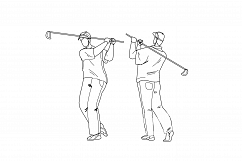 Man Playing Golf And Hitting Ball With Club Vector Product Image 1