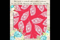 100 Seamless White Peacock Feather Digital Papers 12 x 12 in Product Image 3