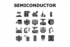 Semiconductor Manufacturing Plant Icons Set Vector Product Image 1