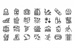 Ski resort icons set, outline style Product Image 1