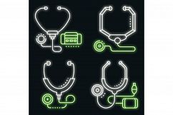 Stethoscope icon set vector neon Product Image 1