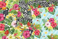 Tropical floral digital paper pack, Summer digital paper Product Image 2