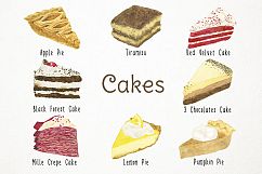 Watercolor Cakes Clipart, Cakes Clip Art, Bakery Clipart Product Image 2