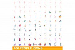 100 people icons set, cartoon style Product Image 1