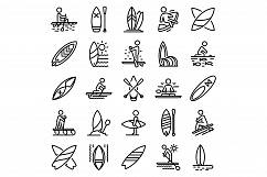 Sup surfing icons set, outline style Product Image 1