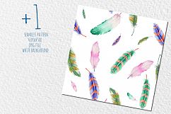 Feathers. Watercolor clip art. Product Image 5