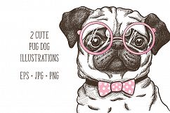 hand drawn funny fashionable pug Product Image 2