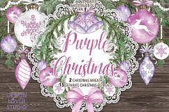Watercolor &quot;Purple Christmas&quot; clip arts Product Image 2