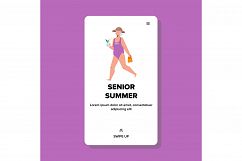 Woman Senior Have Summer Vacation On Beach Vector Product Image 1