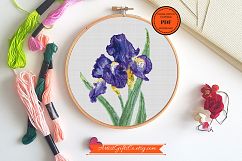 Botanical Art Cross stitch pattern PDF Iris Purple bouqets Product Image 2