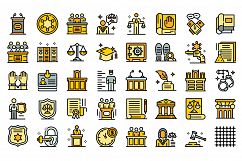 Prosecutor icons set line color vector Product Image 1