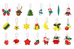 Christmas tree toys icons set, cartoon style Product Image 1