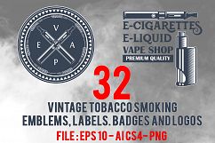 32 vintage tobacco smoking emblems, labels. badges and logos Product Image 1