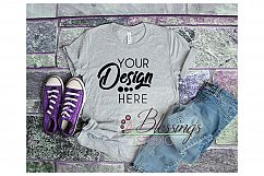 Light Gray Heather Bella Canvas 3001 Unisex Mock up Template Product Image 1