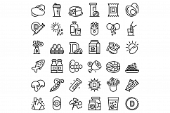 Vitamin D icons set, outline style Product Image 1