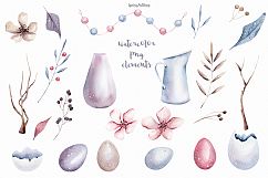 Happy Easter watercolor clipart Pastel flower illustration Product Image 2