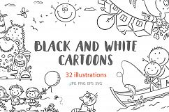 Black and white cartoon illustrations Product Image 1