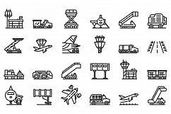 Airport ground support service icons set, outline style Product Image 1