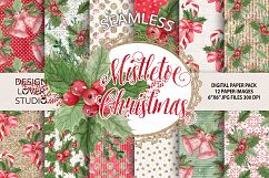 Watercolor &quot;Mistletoe Christmas&quot; hand painted digital papers Product Image 1