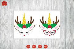 Rudolph Unicorn Face SVG Product Image 1