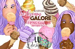 Watercolor Ice Cream Clip Art, Watercolor Graphics, Ice Creams Clipart Product Image 1
