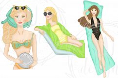 Summer Girls Clipart, Beach Clipart, Girl Illustrations Product Image 5