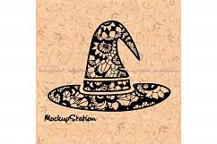 Witch Hat Floral Lace Mandala Halloween Home Decor svg png Product Image 1