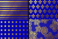 Royal Blue &amp; Gold Foil Digital Paper Product Image 3