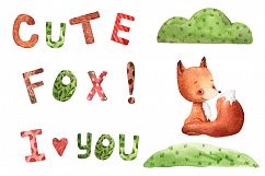 Cute Fox - Watercolor Clip Art Set Product Image 6
