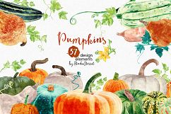 Pumpkins Watercolor Illustrations Product Image 1