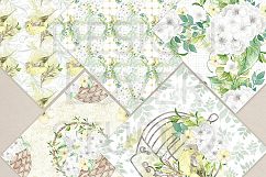 Watercolor White Hydrangea digital paper pack Product Image 4
