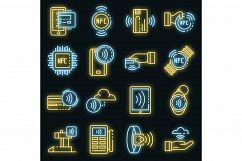 Nfc technology icons set vector neon Product Image 1