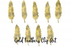 Gold Foil Feather Clip Art, 22 Transparent PNG Files Product Image 5