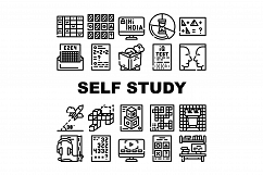 Self Study Lessons Collection Icons Set Vector Product Image 1
