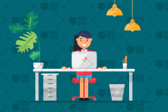 4 Female Employee With Computer Concepts Product Image 3