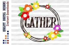 Gather sign svg Thankful svg Monogram decal Thanksgiving svg Product Image 2