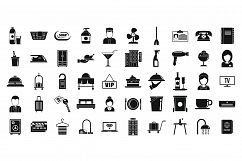 Hotel room service icons set, simple style Product Image 1