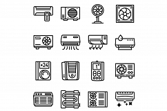 Conditioner icons set, outline style Product Image 1