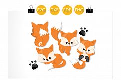  Playful Foxes cutting files svg, dxf, pdf, eps included - cut files for cricut and silhouette - Cutting Files SG Product Image 2