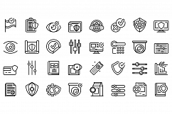 Control icons set, outline style Product Image 1