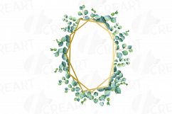 Eucalyptus frames watercolor clip art pack, Eucalyptus leaves design borders. PNG, jpg, svg, vector illustrator &amp; corel files included Product Image 6