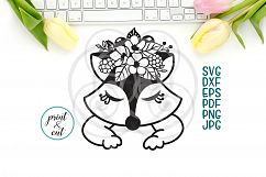 Floral fox cutting printable digital file svg dxf png pdf Product Image 1