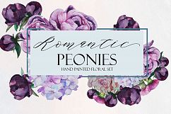 Romantic Peonies Hand Painted Clip Art Set Product Image 1