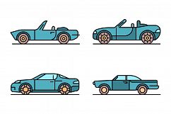 Cabriolet car icons set vector flat Product Image 1