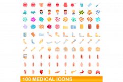 100 medical icons set, cartoon style Product Image 1