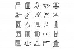 Legal notary icons set, outline style Product Image 1